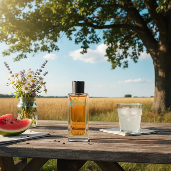 نما از جلو شیشه ادکلن بیلی آیلیش در منظره ای زیبا
